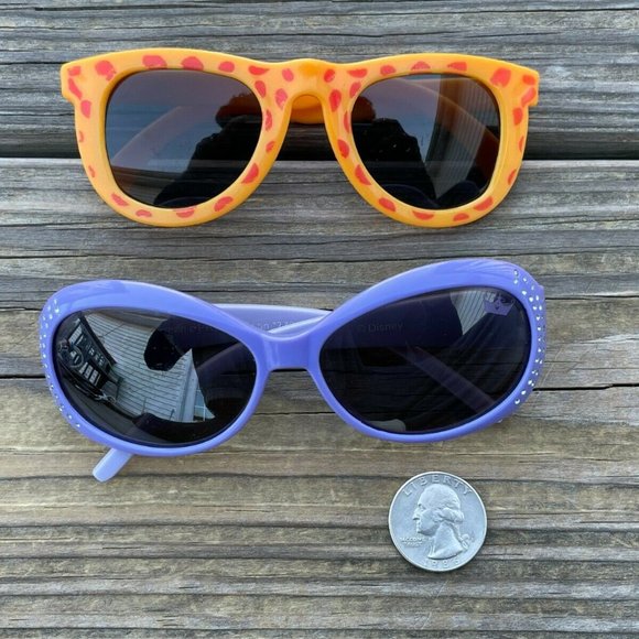 Girl Sunglasses Young Kid Eye Wear Lot of 2 Shade Yellow and Blue Sunglasses - Picture 6 of 8